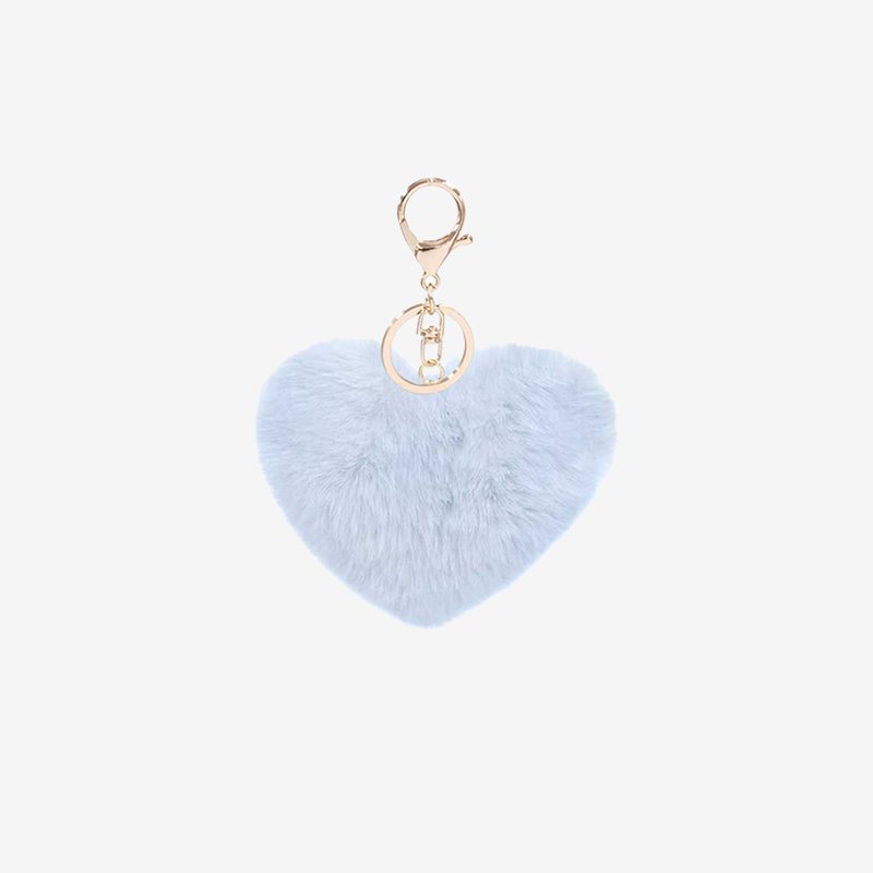 Porte-clefs Coeur de Fourrure Bleu Pastel