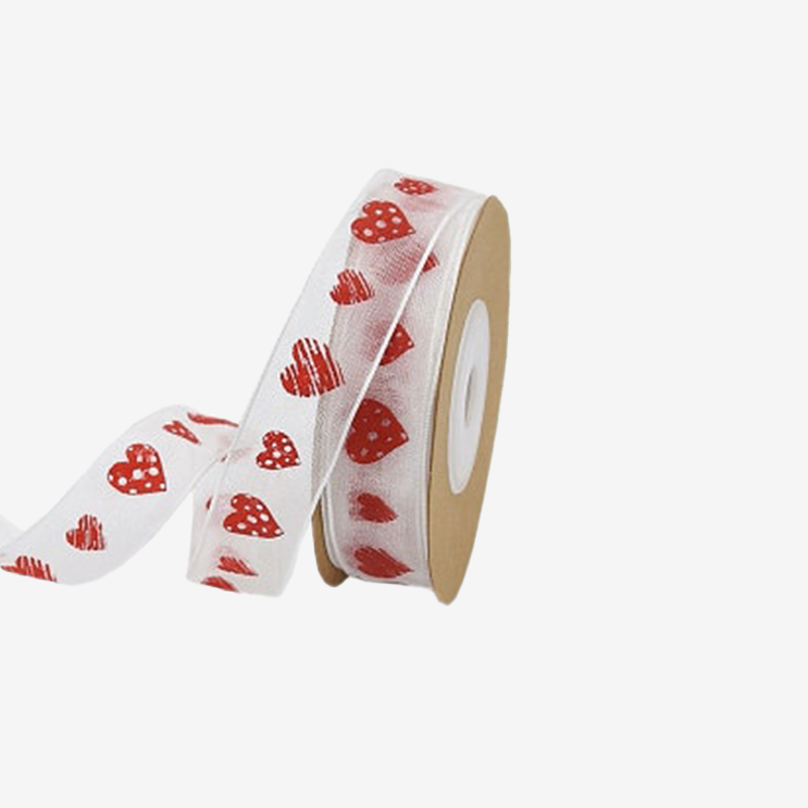 Ruban Blanc Coeur Pois & Rayures