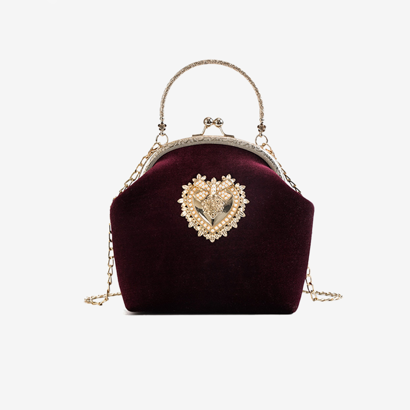 Sac à Main Coeur Velours