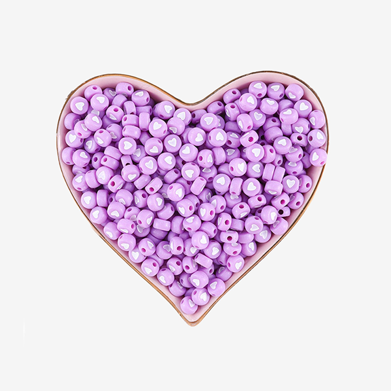 Perles Rondes Parme Coeur Blanc