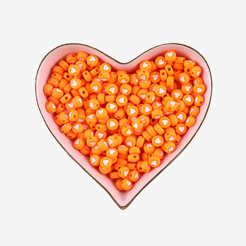 Perles Rondes Mandarine Coeur Blanc