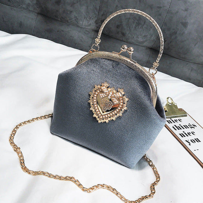 Sac à Main Coeur Velours