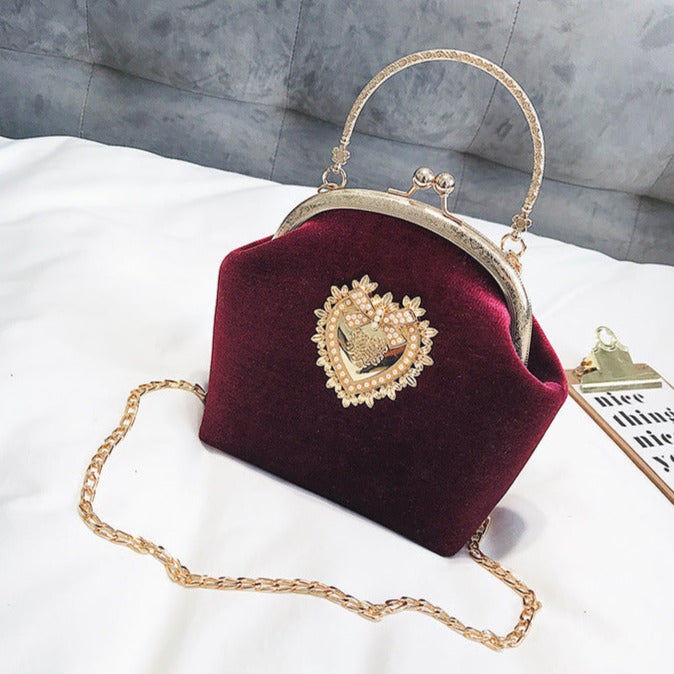 Sac à Main Coeur Velours