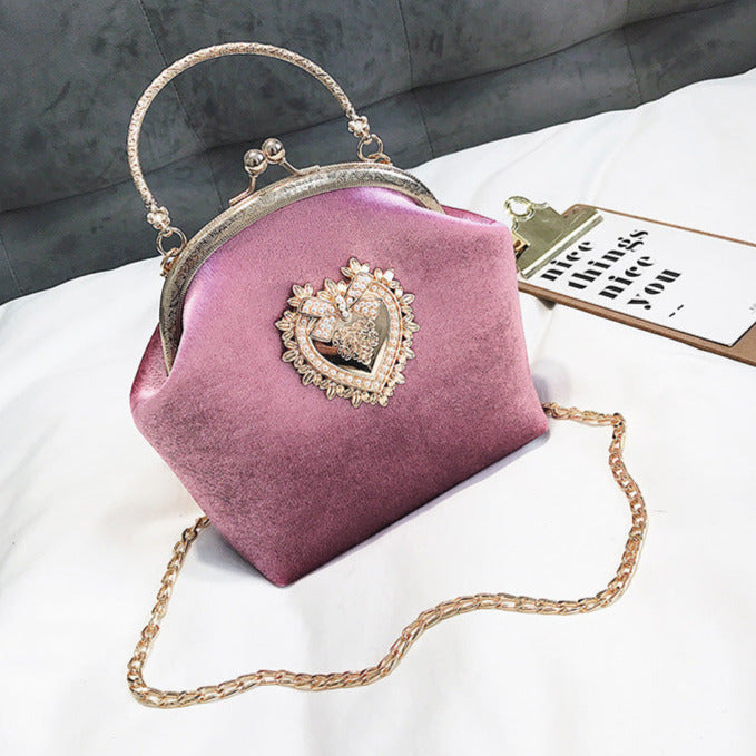 Sac à Main Coeur Velours