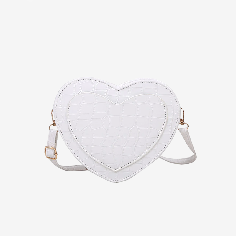 Sac à Main Coeur Croco Blanc