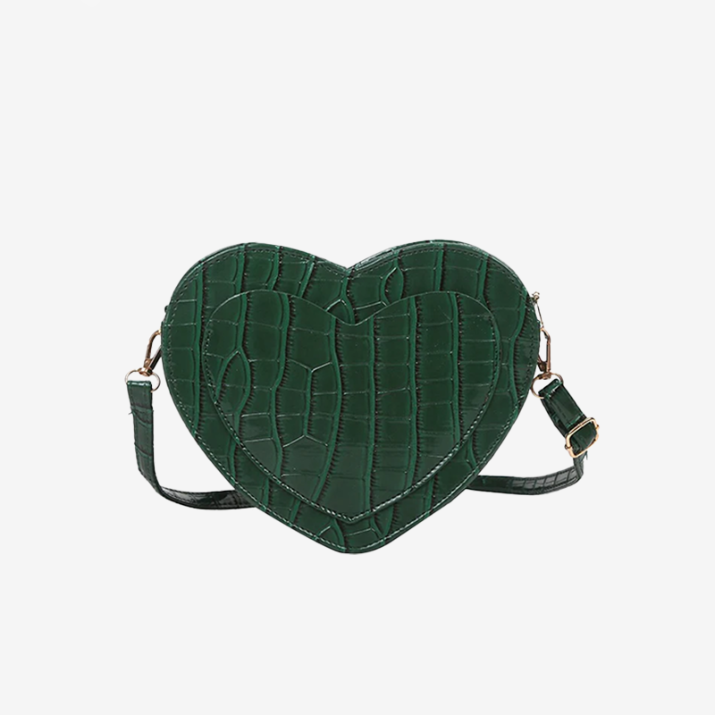 Sac à Main Coeur Croco Jade