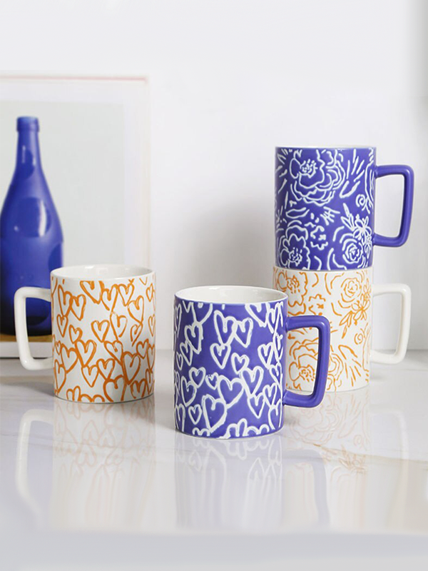 Mug Coeur Motifs Bleu