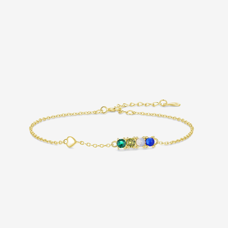 Bracelet Coeur Pierres de Couleur