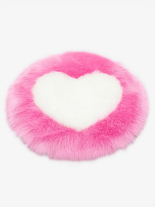 Tapis Coeur Fourrure Rose