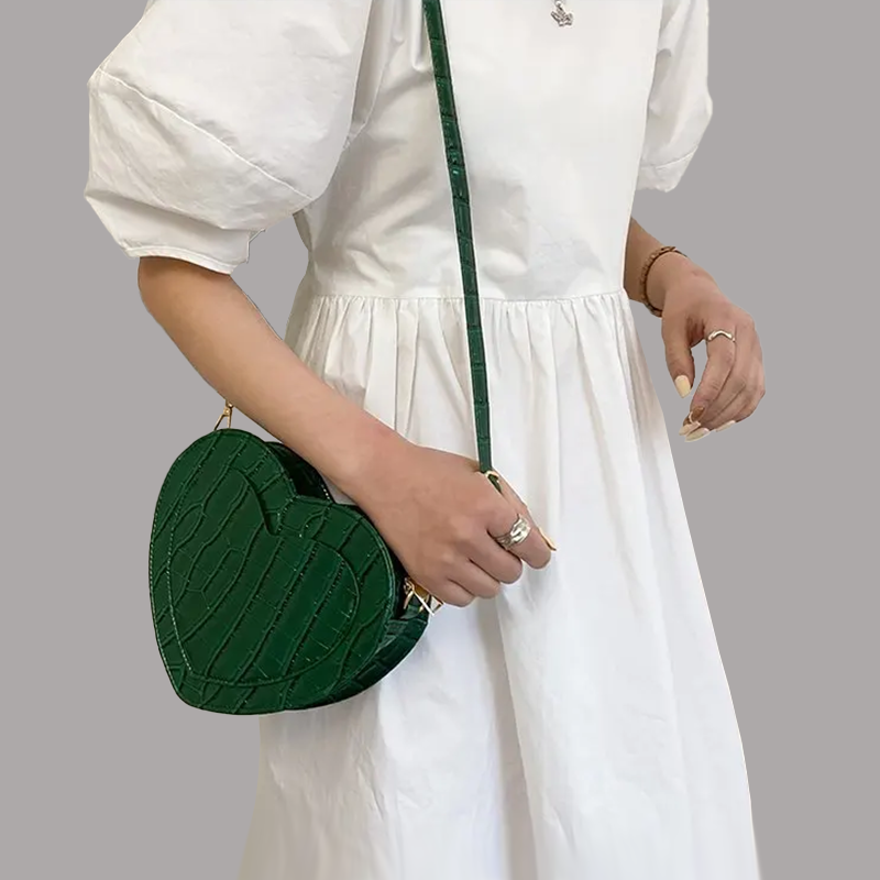 Sac à Main Coeur Croco Jade