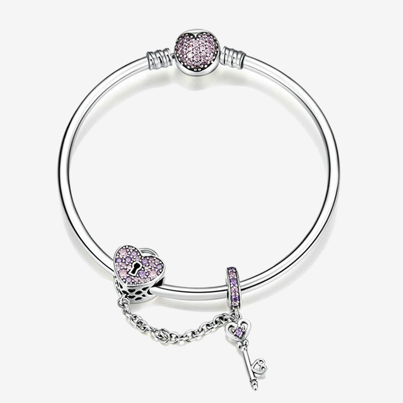 Bracelet Coeur Cadenas et Clef