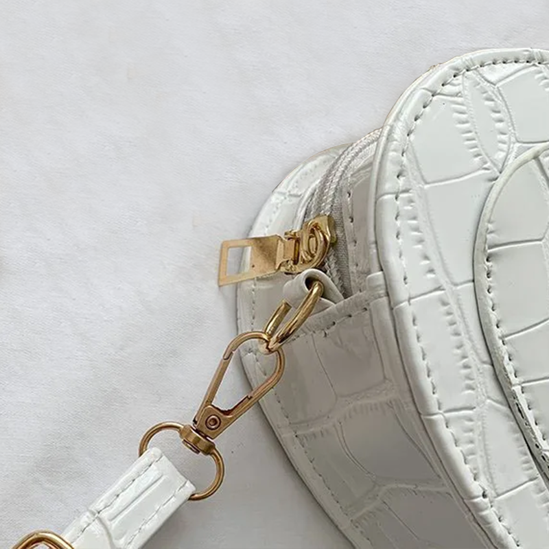 Sac à Main Coeur Croco Blanc