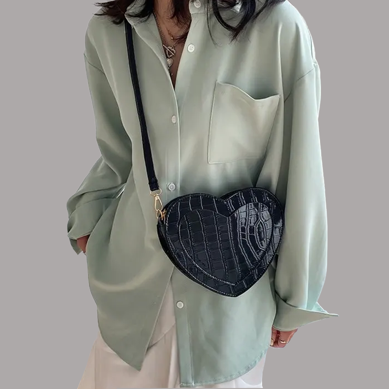 Sac à Main Coeur Croco Noir