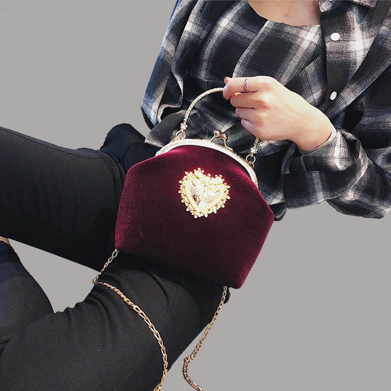 Sac à Main Coeur Velours