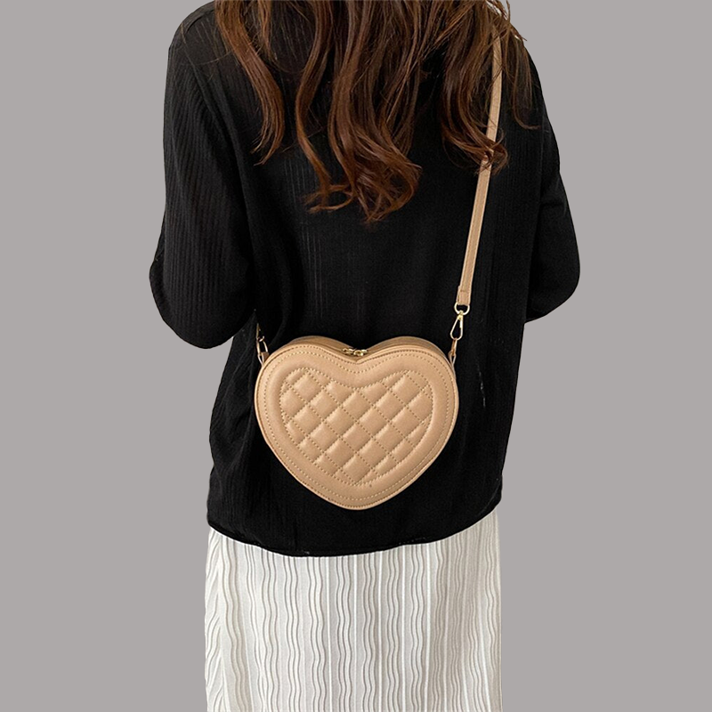 Sac à Main Coeur Matelassé Beige