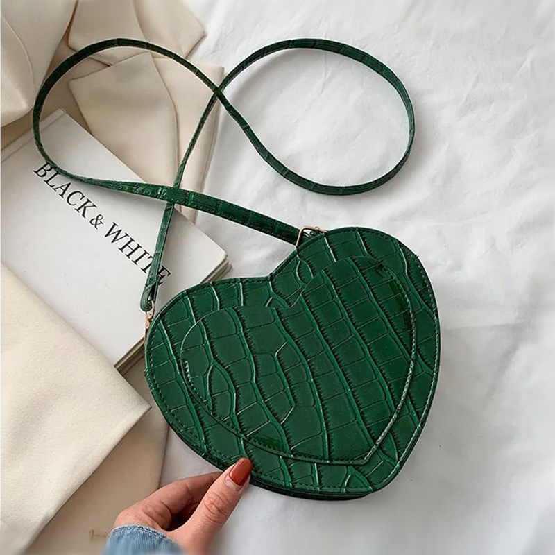 Sac à Main Coeur Croco Jade