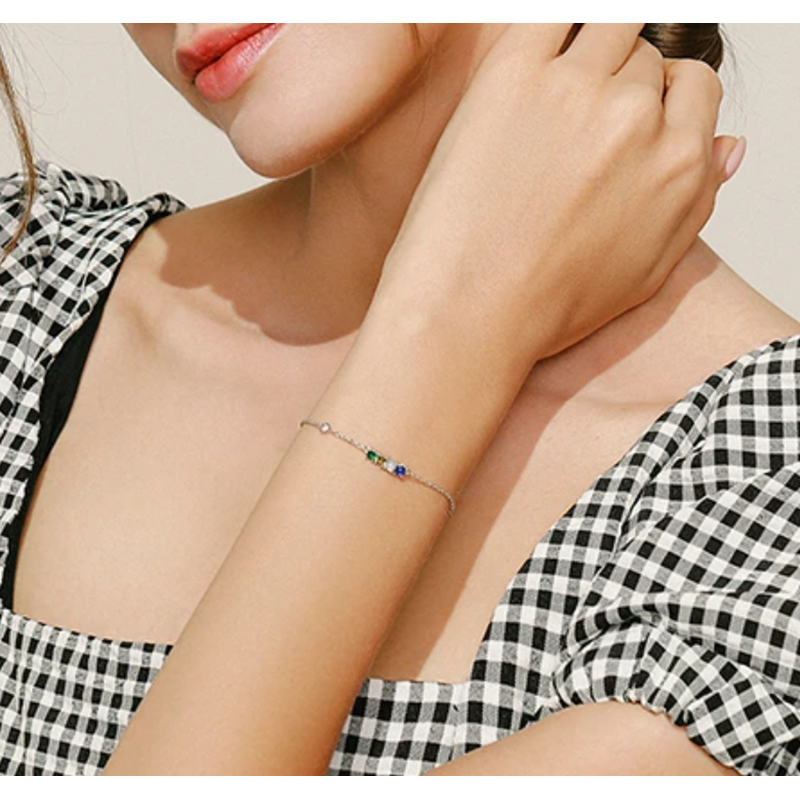 Bracelet Coeur Pierres de Couleur