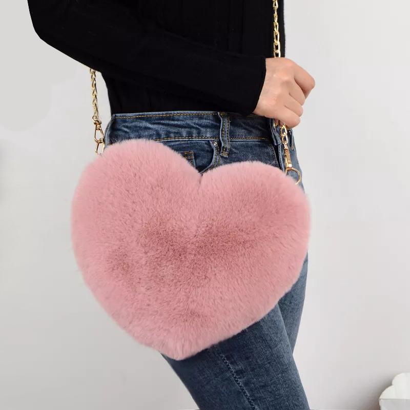 Sac à Main Coeur Fourrure