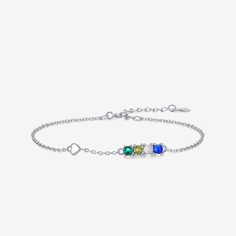Bracelet Coeur Pierres de Couleur