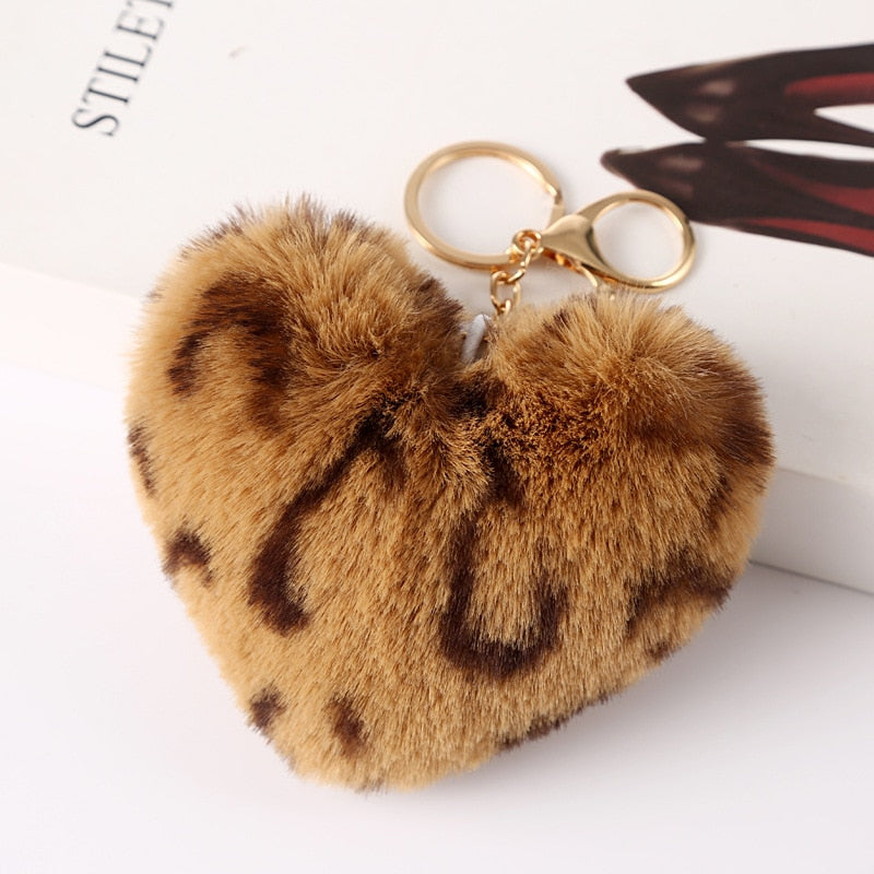 Porte-Clefs Coeur de Fourrure Léopard