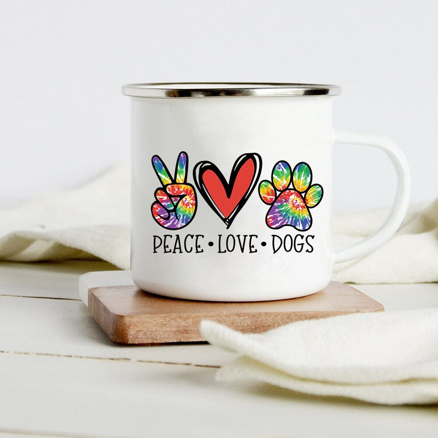 Mug Coeur Chien Peace Love Graffiti