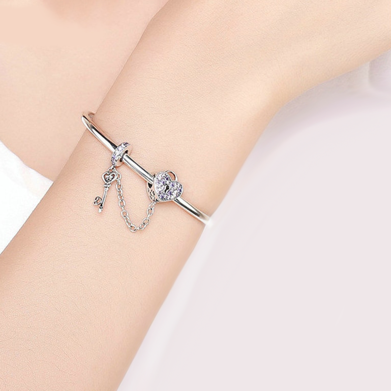 Bracelet Coeur Cadenas et Clef