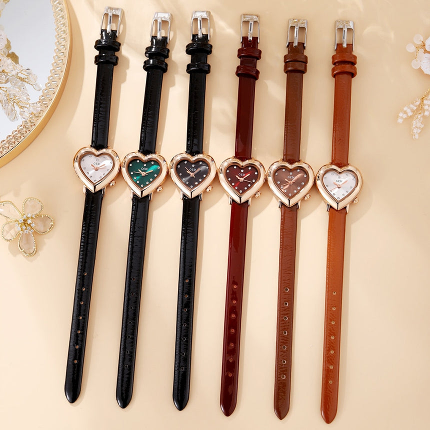 Montre Coeur Bracelet Cuir