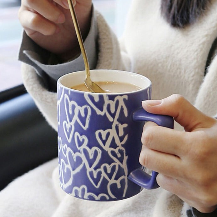 Mug Coeur Motifs Bleu