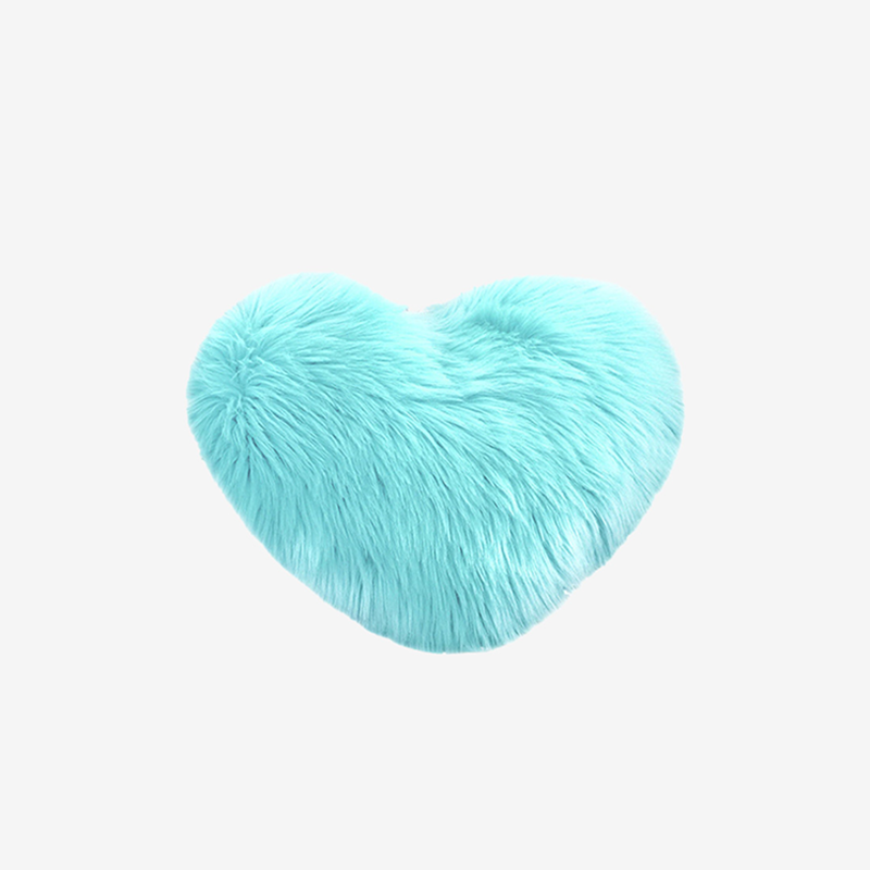 Coussin Coeur Fourrure Azur