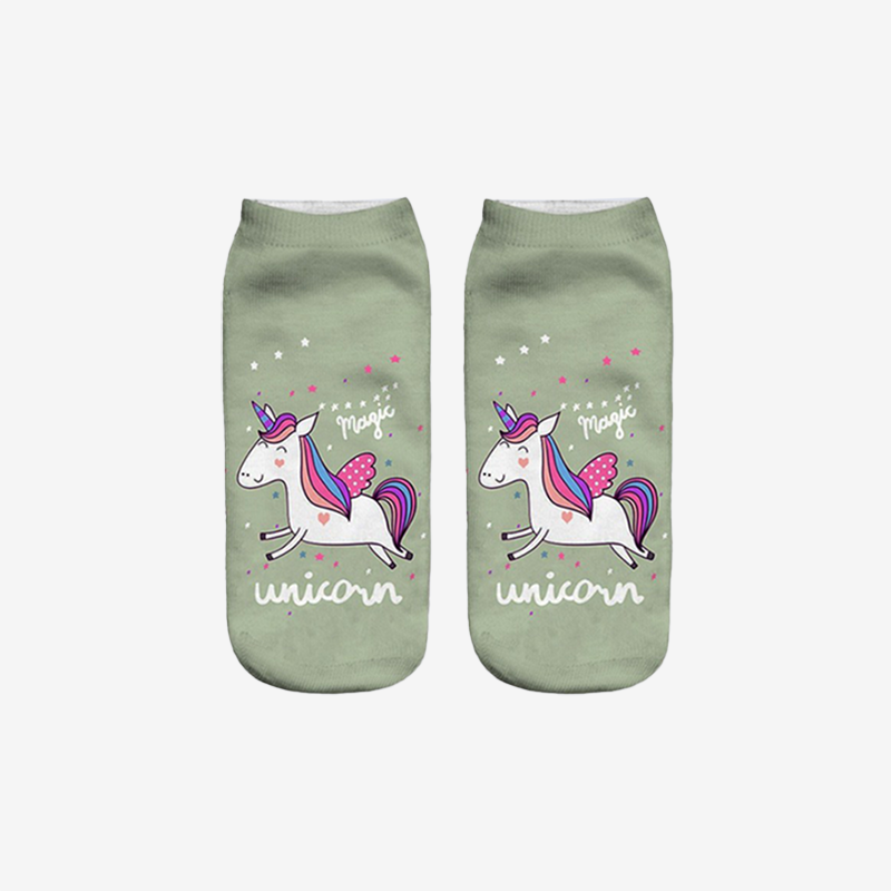 Chaussettes Coeur Licorne Vert