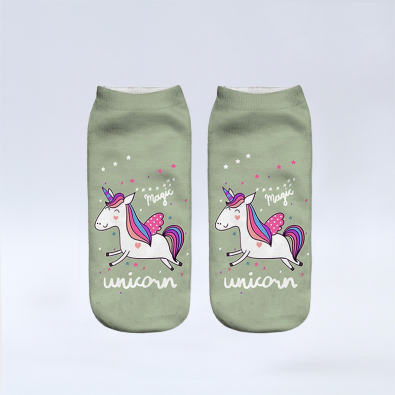 Chaussettes Coeur Licorne Vert