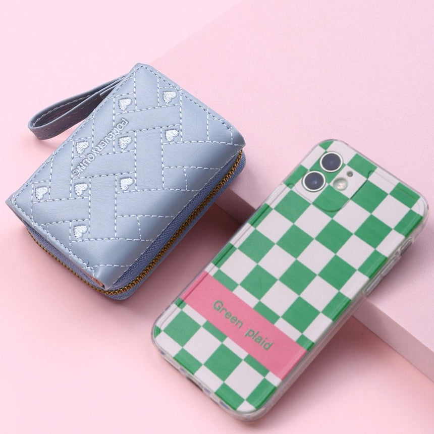 Geestock Women's Wallet for PU Leather Fashion Embroidered Love Tri-fold Small Wallet Card Holder Multi-card Slot Coin Purses
