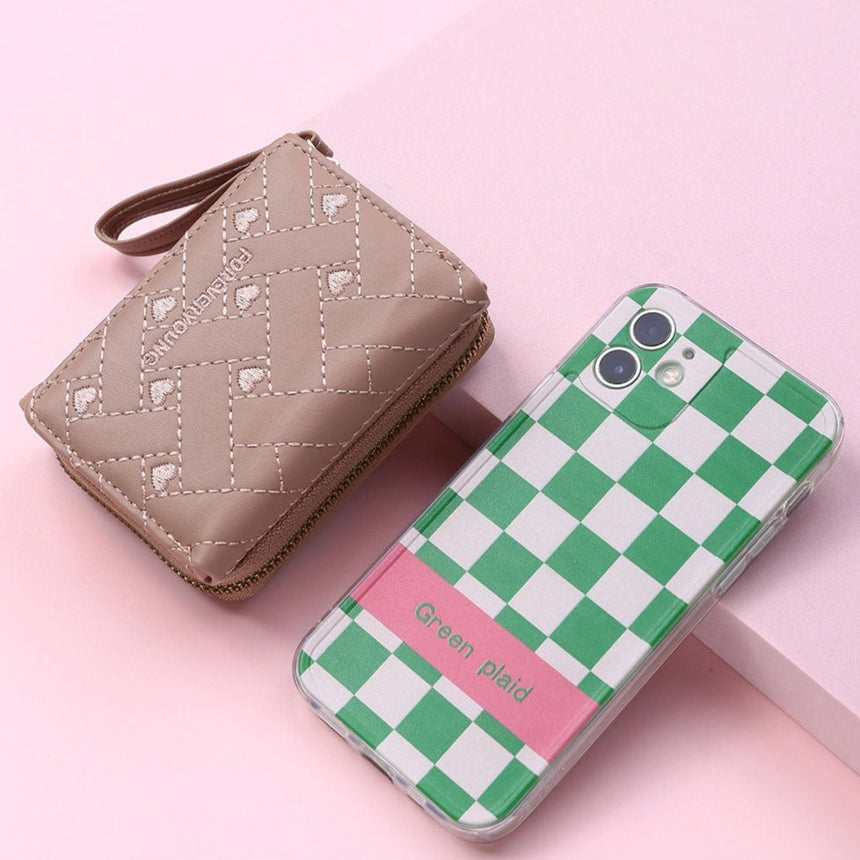 Geestock Women's Wallet for PU Leather Fashion Embroidered Love Tri-fold Small Wallet Card Holder Multi-card Slot Coin Purses