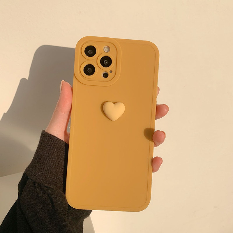 Coque iPhone Coeur Jaune Moutarde