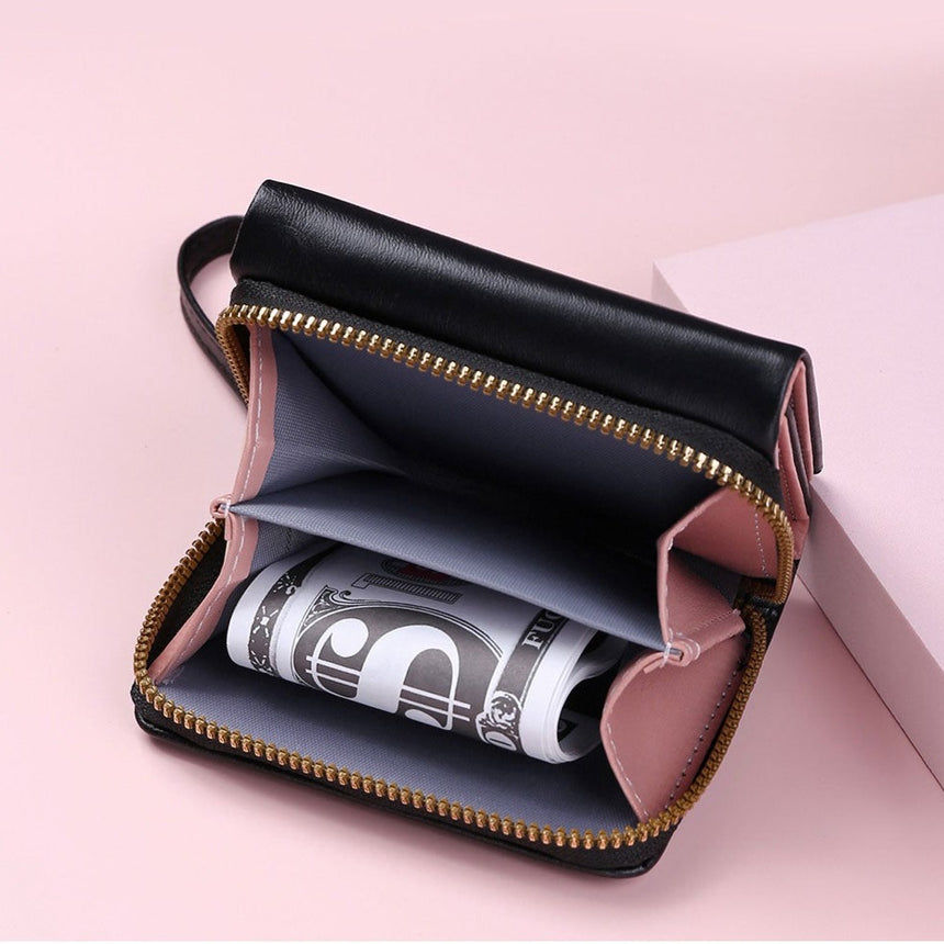 Geestock Women's Wallet for PU Leather Fashion Embroidered Love Tri-fold Small Wallet Card Holder Multi-card Slot Coin Purses