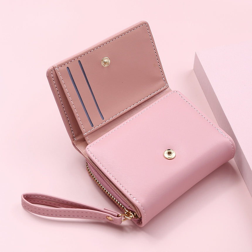 Geestock Women's Wallet for PU Leather Fashion Embroidered Love Tri-fold Small Wallet Card Holder Multi-card Slot Coin Purses