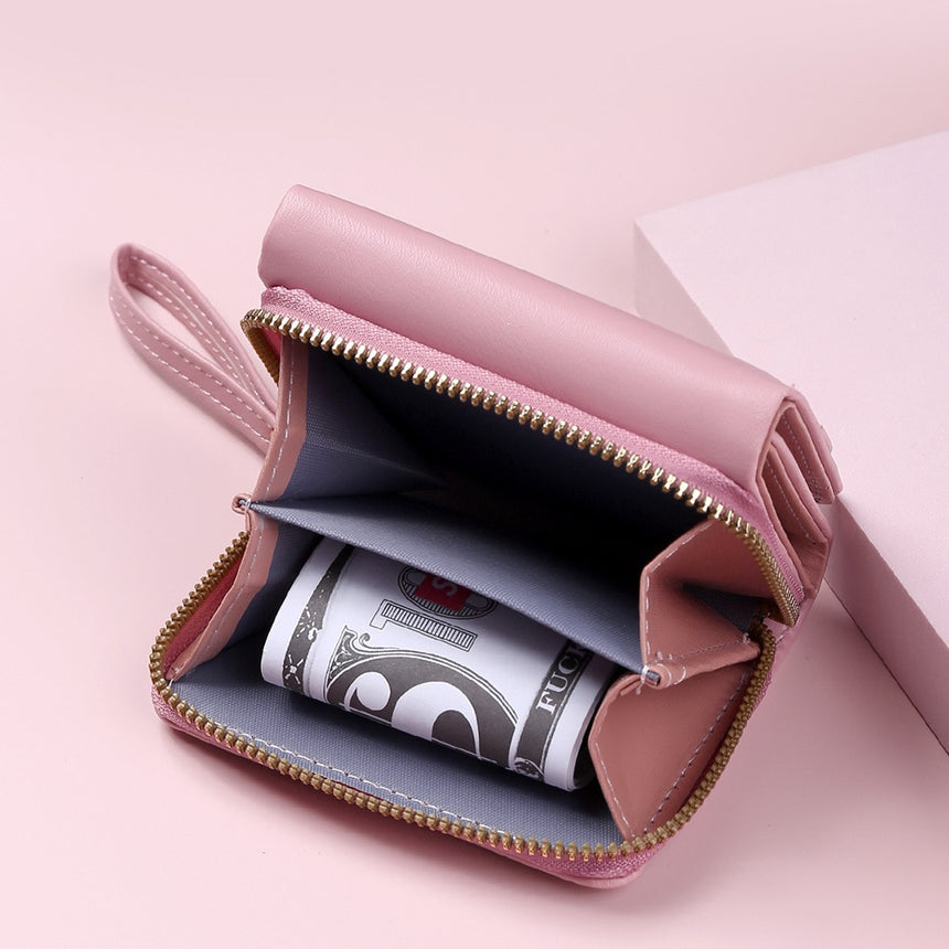 Geestock Women's Wallet for PU Leather Fashion Embroidered Love Tri-fold Small Wallet Card Holder Multi-card Slot Coin Purses